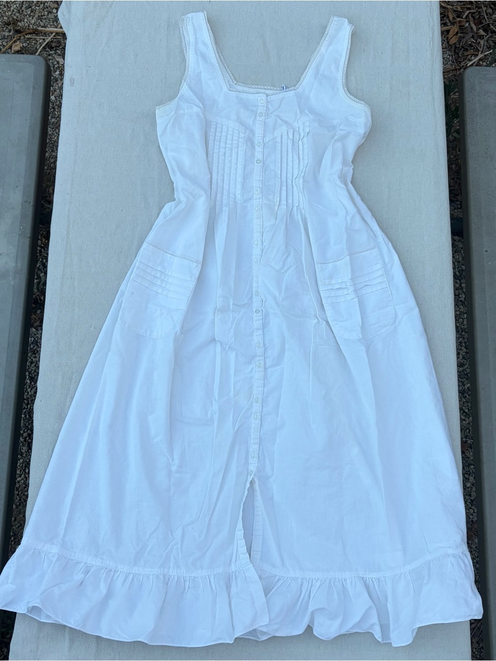 SOLD Vintage Lewis Frimel Sleepwear White Cotton Midi Maxi Dress Cottagecore - Picture 1 of 8
